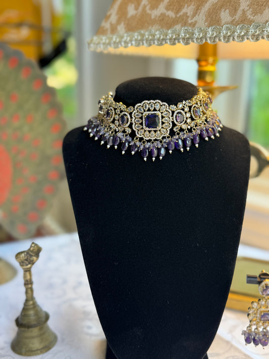 Lavanya – Purple Stone Necklace Set