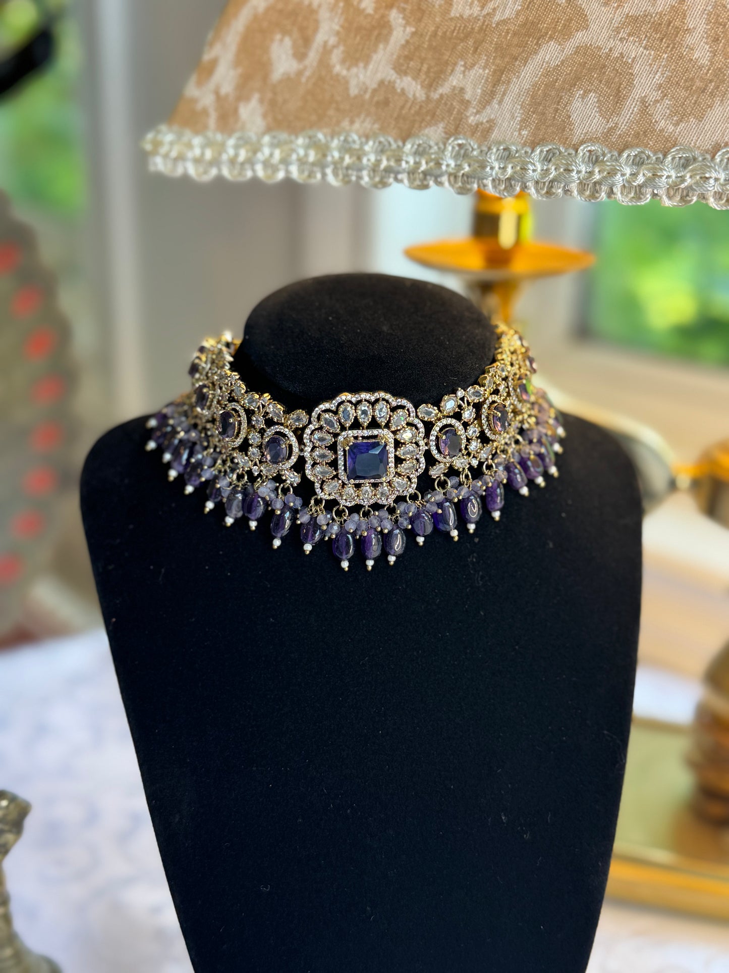 Lavanya – Purple Stone Necklace Set