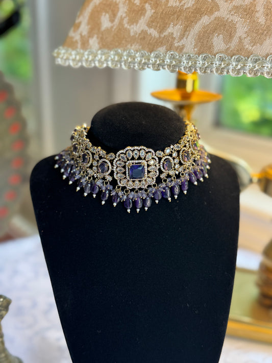 Lavanya – Purple Stone Necklace Set