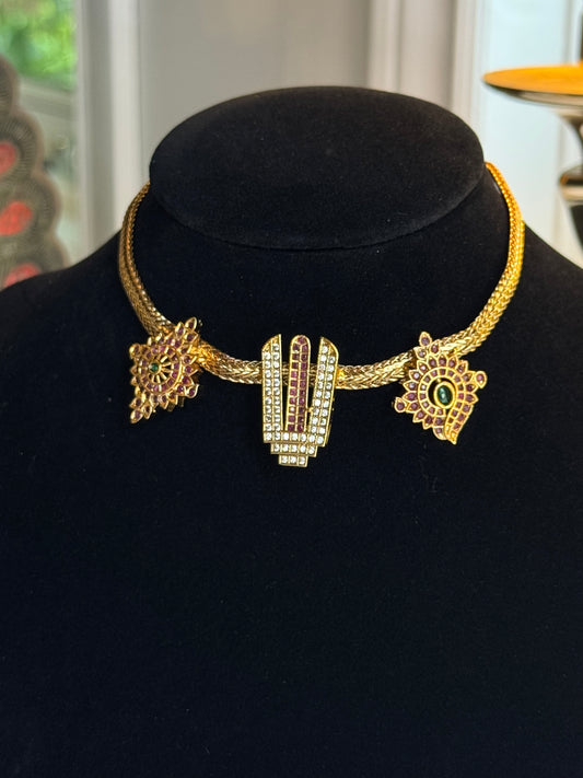 Shravya – Antique Gold Temple Necklace Set